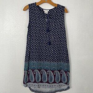 Beach Lunch Lounge navy blue print and paisley shift dress or swimsuit cover